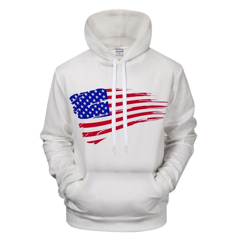 White United States Flag 3D Sweatshirt Hoodie Pullover Custom