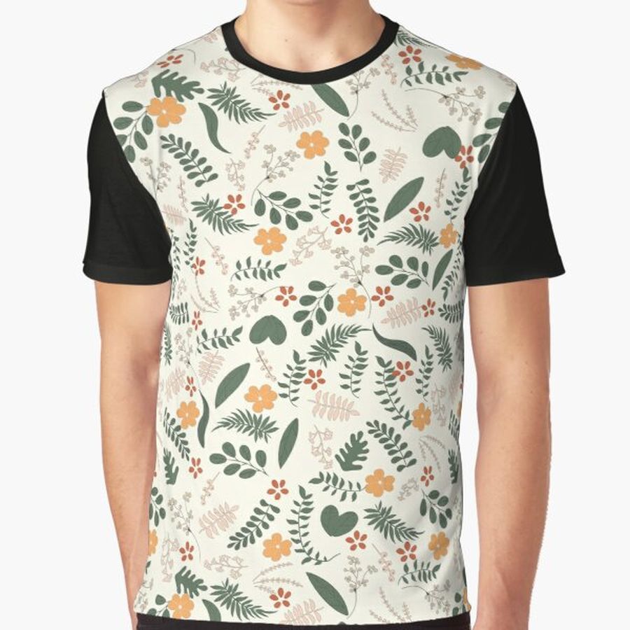 Wild Flower Motif - Vintage Floral Design Graphic T-Shirt