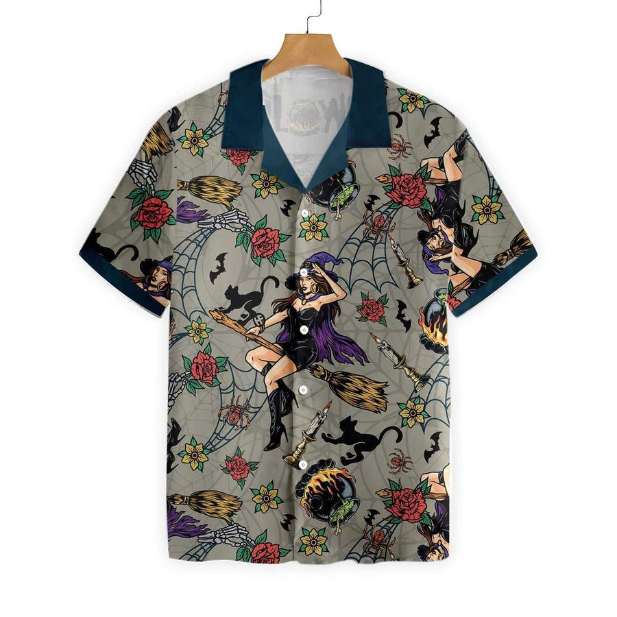Witches Night 3d All Over Print Summer Button Design For Halloween Hawaii Shirt
