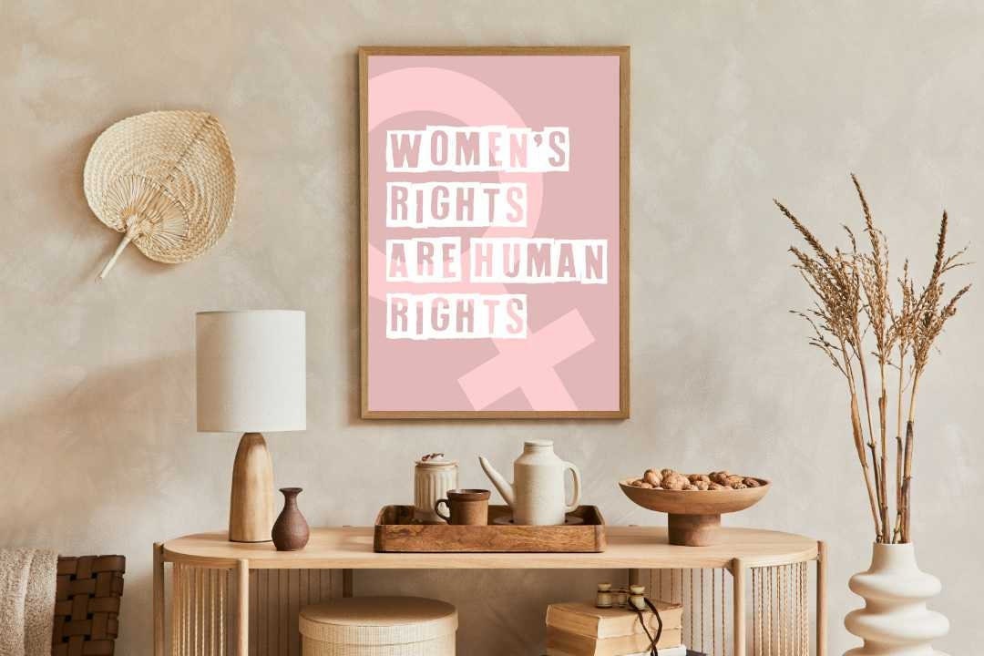 Women's Rights Are Human Rights Print, Feminist Quote Poster, Abortion Rights Pro Choice Art
