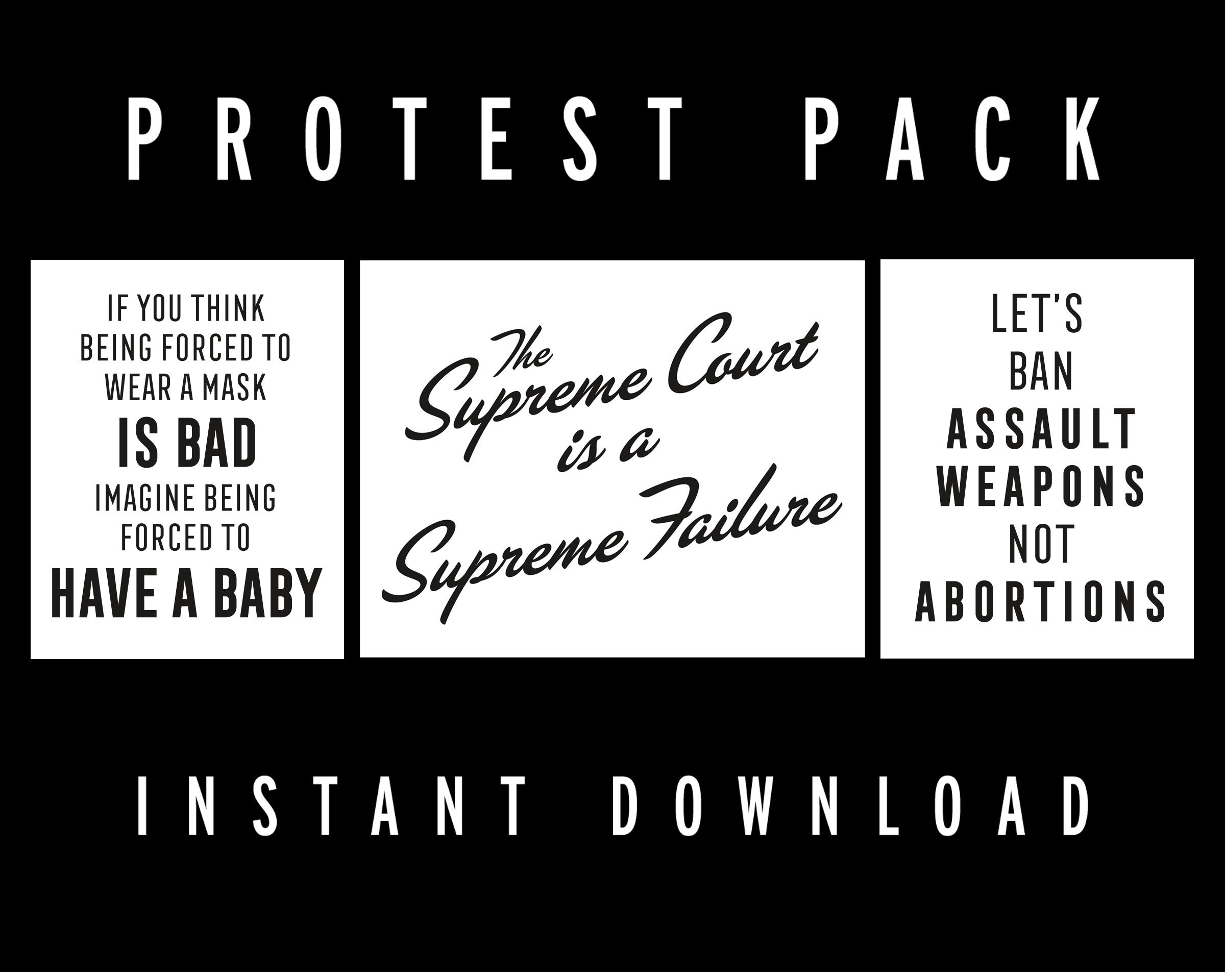 Womens Rights Poster Pack PRINTABLE, protest sign, feminist poster, pro choice, feminist art, abortion ruling, womens rights sign