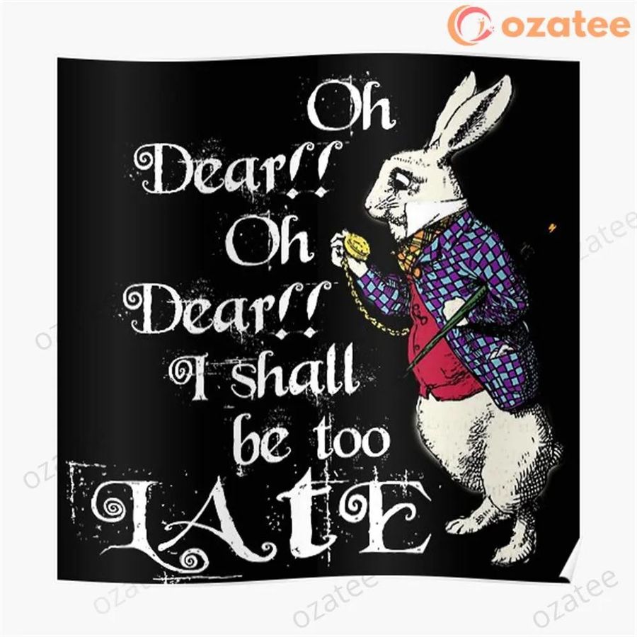 Wonderland White Rabbit Poster, Lewis Caroll, Alice in Wonderland Quote Poster