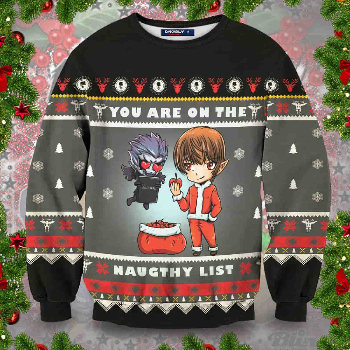 Yagami Light Naughty List Wool Knitted Ugly Sweater Death Note Ugly Sweater