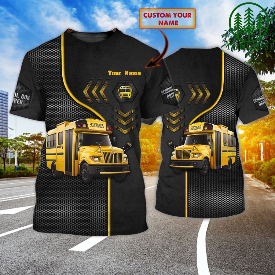 Yellow and Black School Bus 3D Tshirt
