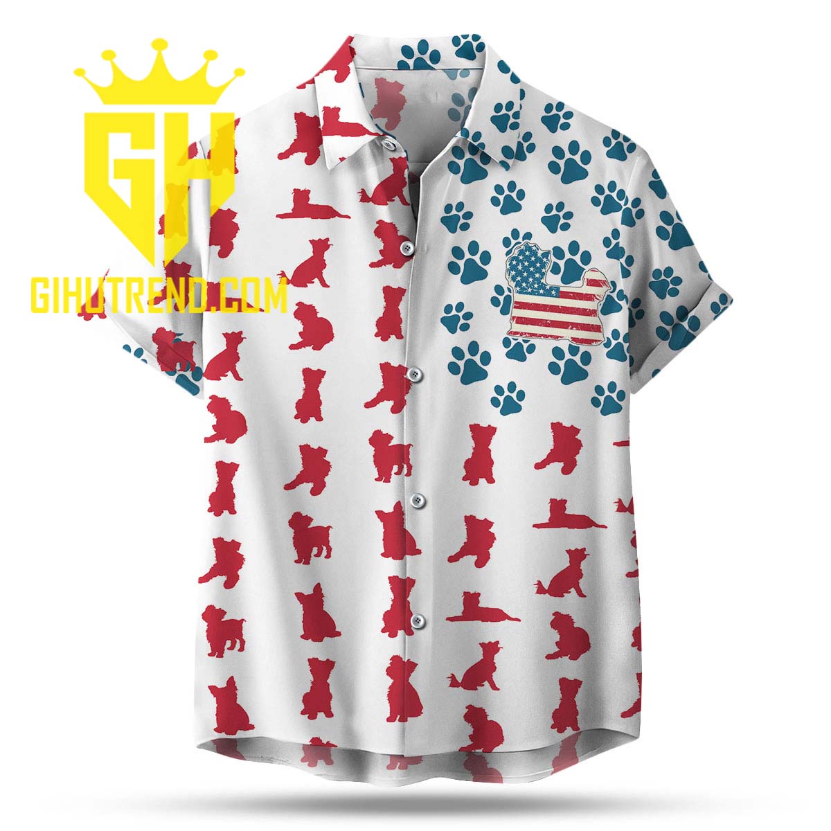 Yorkshire Terrier American Flag 4th of July Hawaiian shirt And Shorts