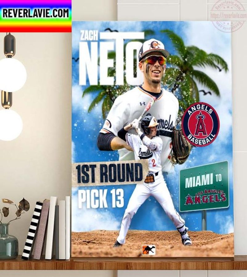 Zach Neto 1st Round Pick 13 To Los Angeles Angels Home Decor Poster Canvas