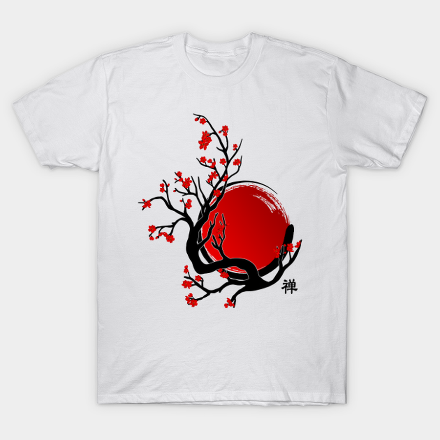 Zen Enso Circle, Sun and Red Sakura Blossom T-shirt, Hoodie, SweatShirt, Long Sleeve.png