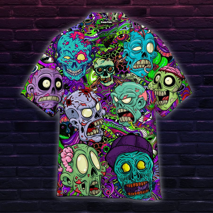 Zombie Skull Hippie Hawaiian Shirt