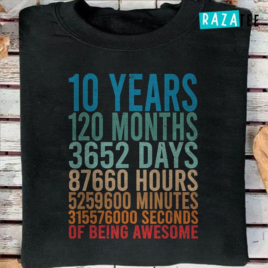 10 Years Old 10th Birthday Gift Vintage Retro 120 Months T-Shirt Happy 10Th Birthday Son Shirt