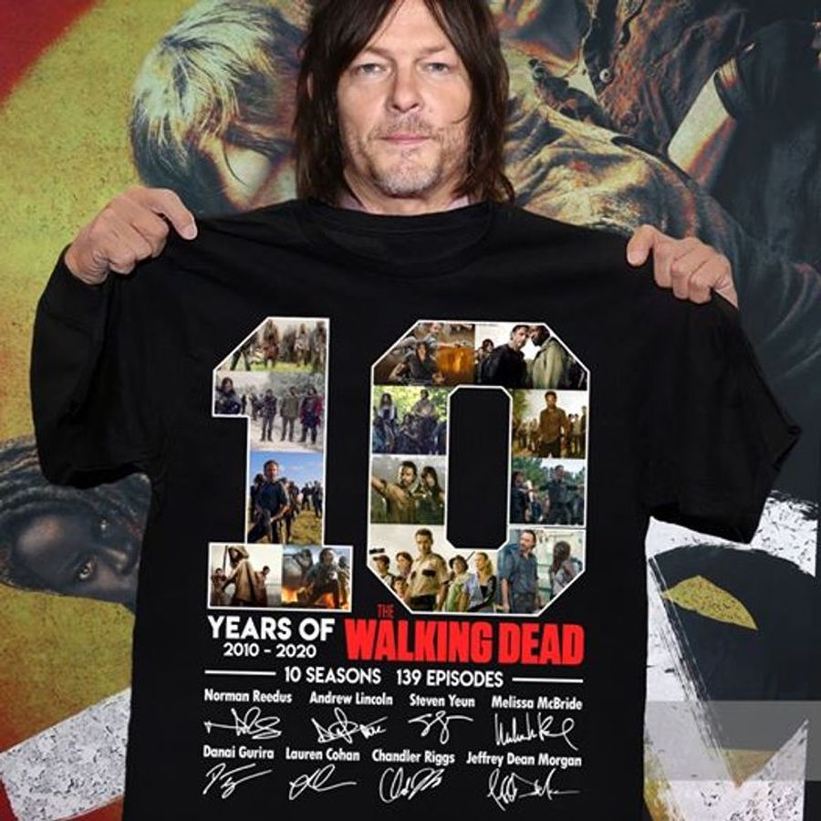 10 Years Walking Dead 2010 2010 10 Seasons 139 Episodes Signature Thank You For The Memories T Shirts Black F1hl3 All Sizes