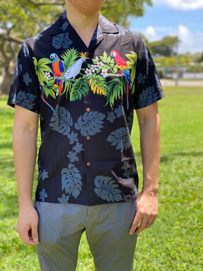 100% Cotton Classic Paradise Parrots Hawaiian Aloha Shirt - Made in Hawaii - Small to 5XL,6XL,7XL - Bulk Quantities Available