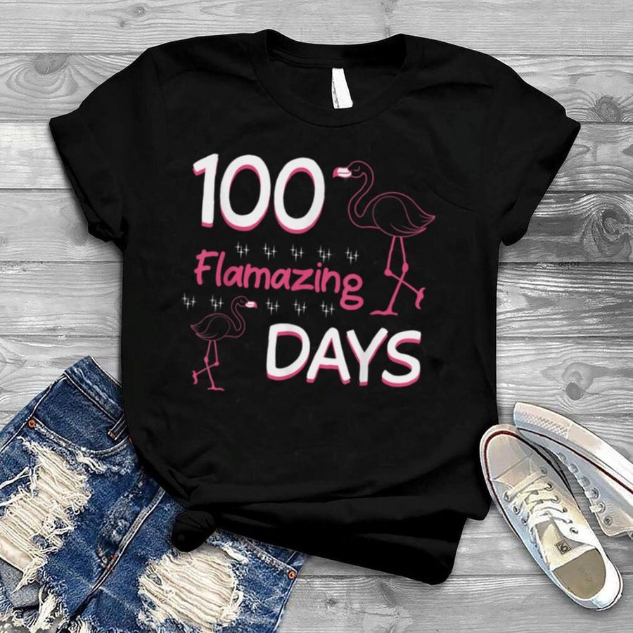 100 Flamazing Days Flamingo Girl Student Teacher School T Shirt, hoodie