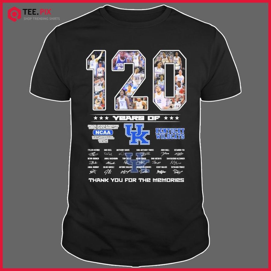 120 Years Of The Greatest NCAA Basketball Kentucky Wildcats Thank You For The Memories Signatures Shirt