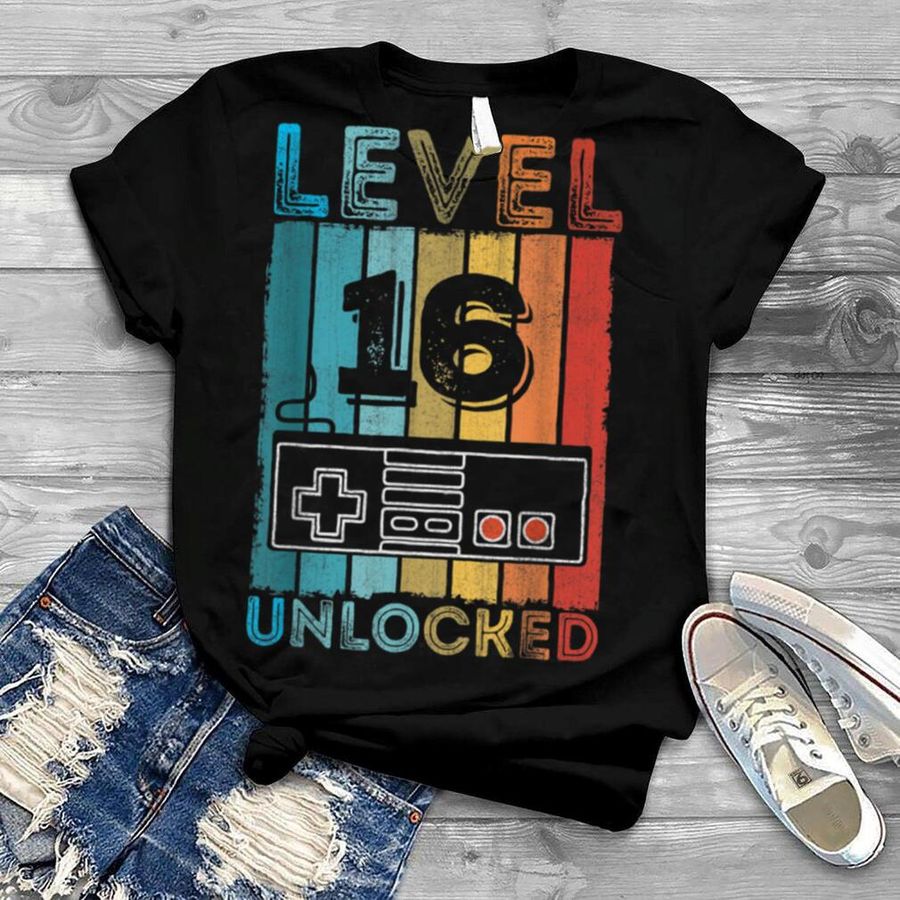 16th Birthday Gift Boys Mens Level 16 Unlocked Video Game T Shirt, hoodie