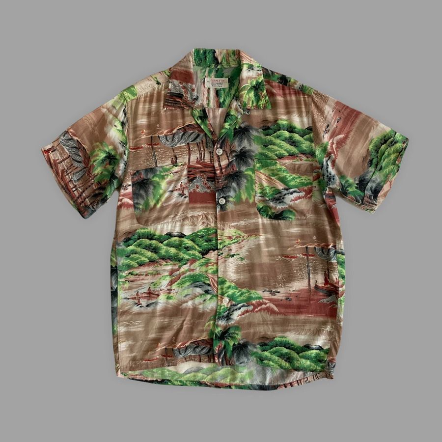 1950s Penneys Hawaiian Shirt - 100% Rayon - Made in Japan - Mens Sz S
