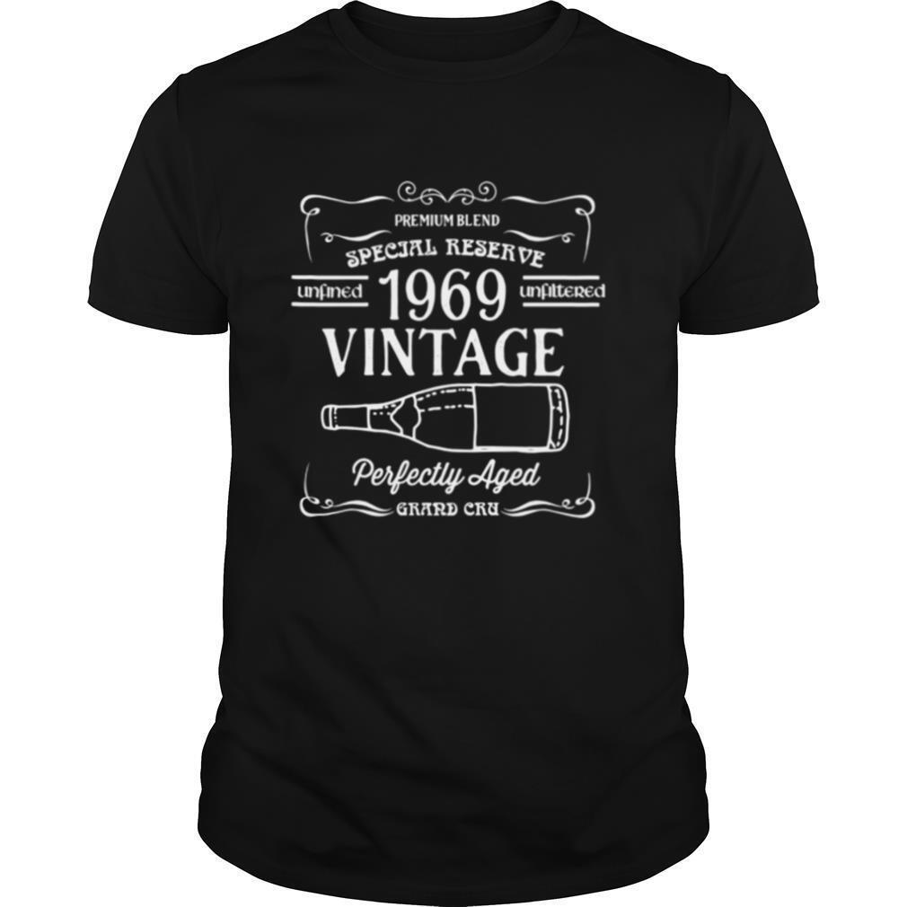 1969 Vintage Wine Label Birth Year Perfectly Aged shirt, hoodie