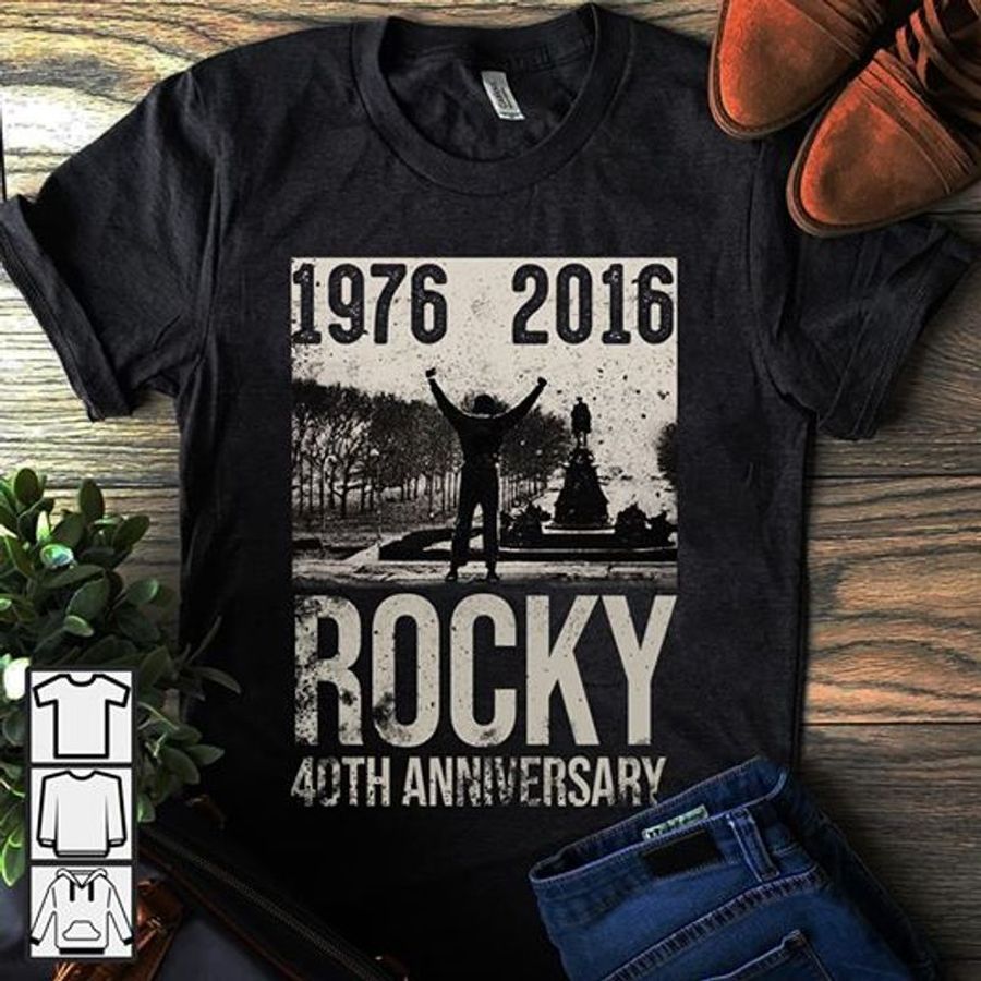 1976 2016 Rocky 40th Anniversary T Shirt Black A4 Yiqqk Plus Size