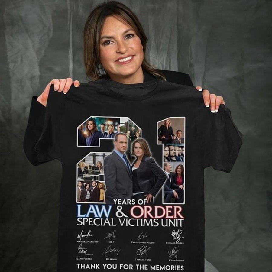 21 Years Of Law And Order Special Victims Unit Thank You The Memories Signatures T Shirt Black F53si Plus Size