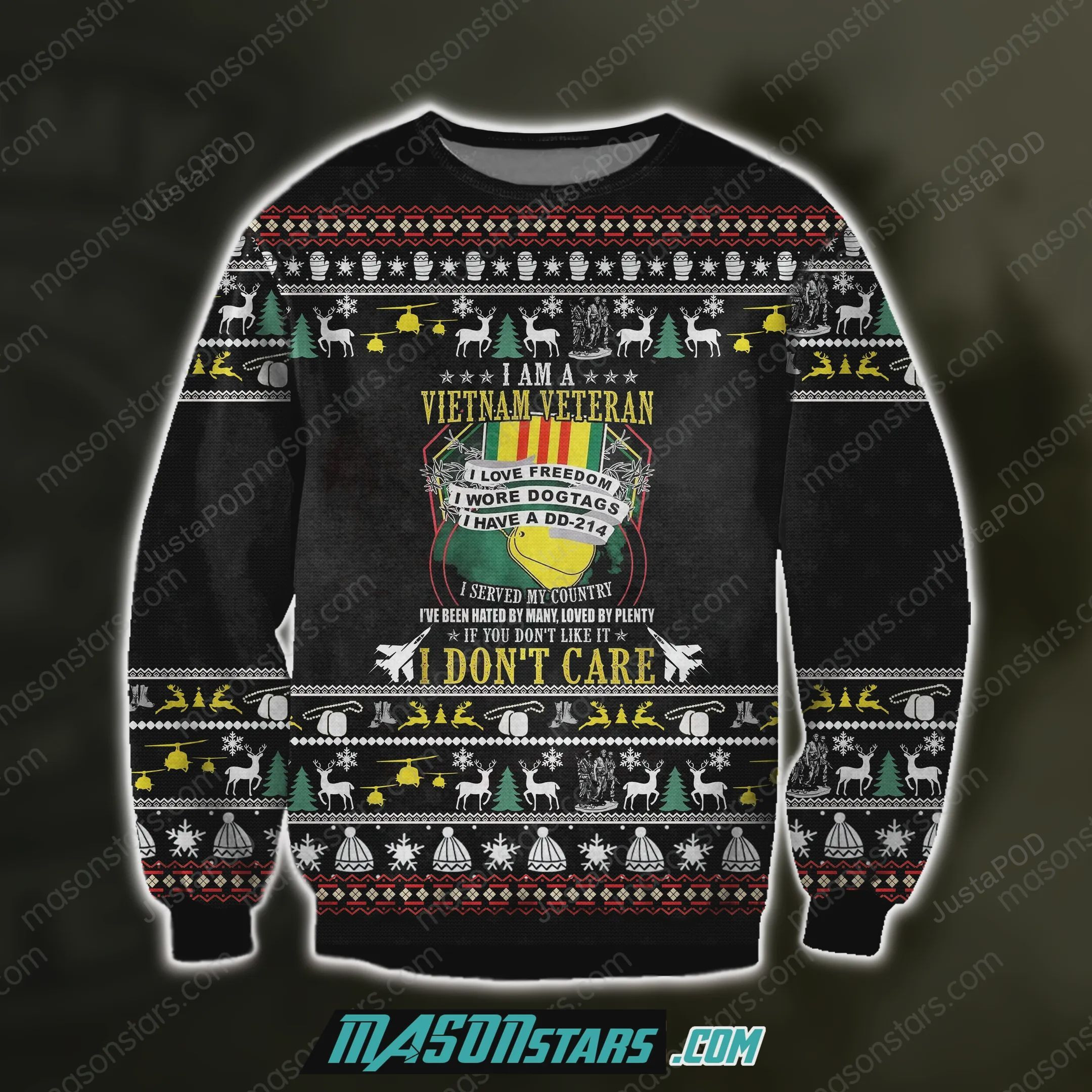 3D All Over Print Vietnam Veteran Ugly Sweater Ugly Sweater