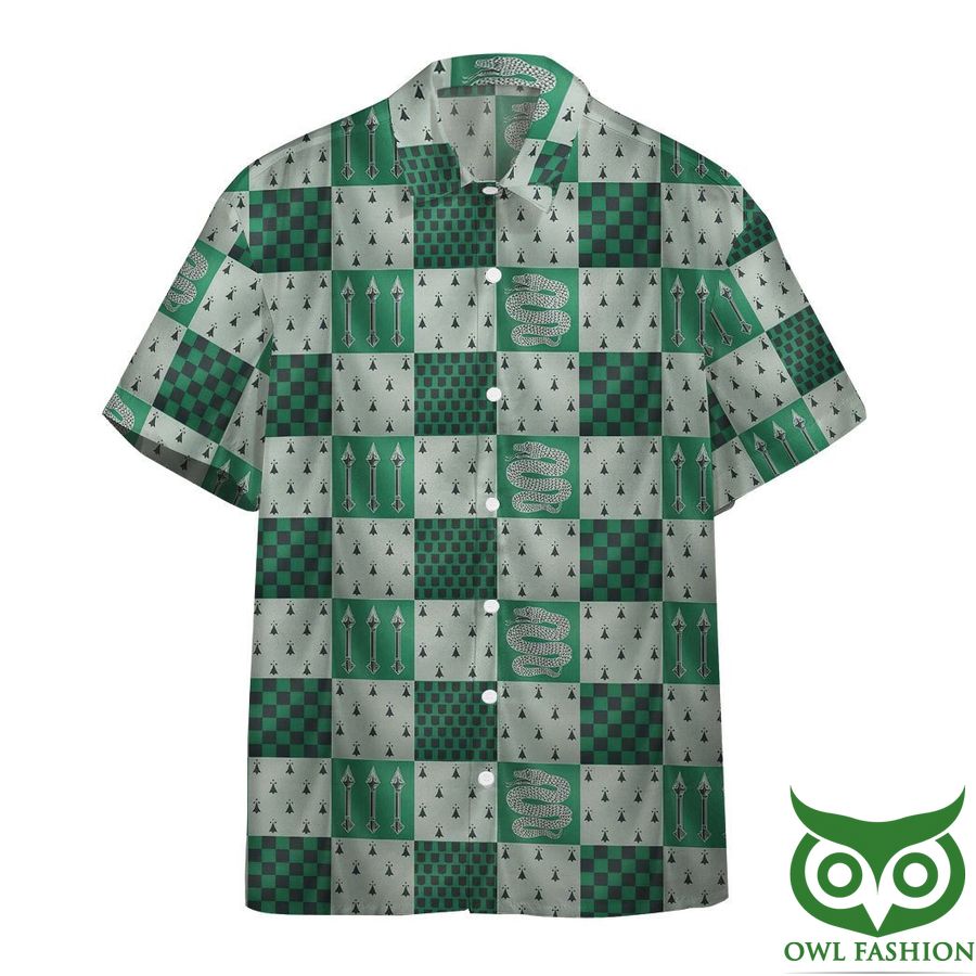 3D Harry Potter Slytherin House Check Pattern Hawaiian Shirt