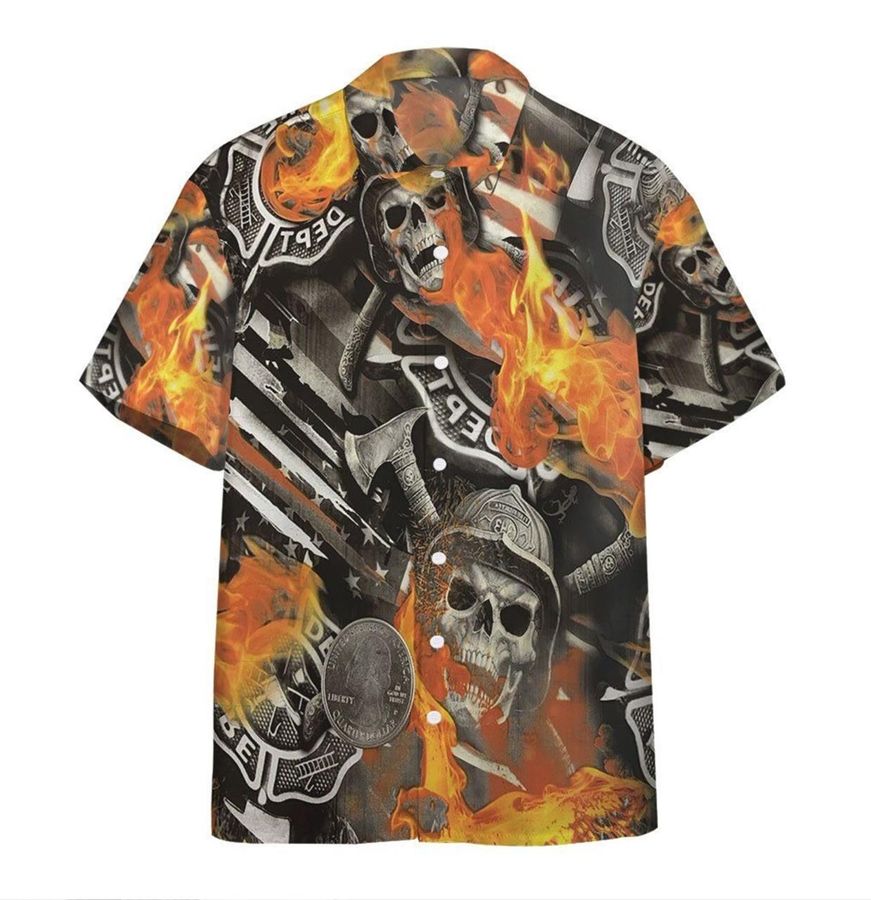 3d Skull Firefighter Custom Hawaiian Shirt