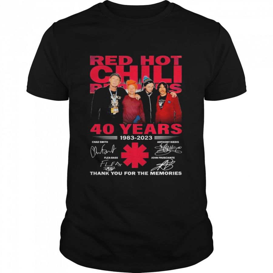 40 Years Of Red Hot Chili Peppers 1983-2023 Signatures Thank You For The Memories Shirt