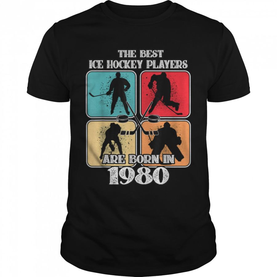42 Year Old Ice Hockey Player 1980 42th Birthday Vintage T-Shirt B0BBH5KPW1