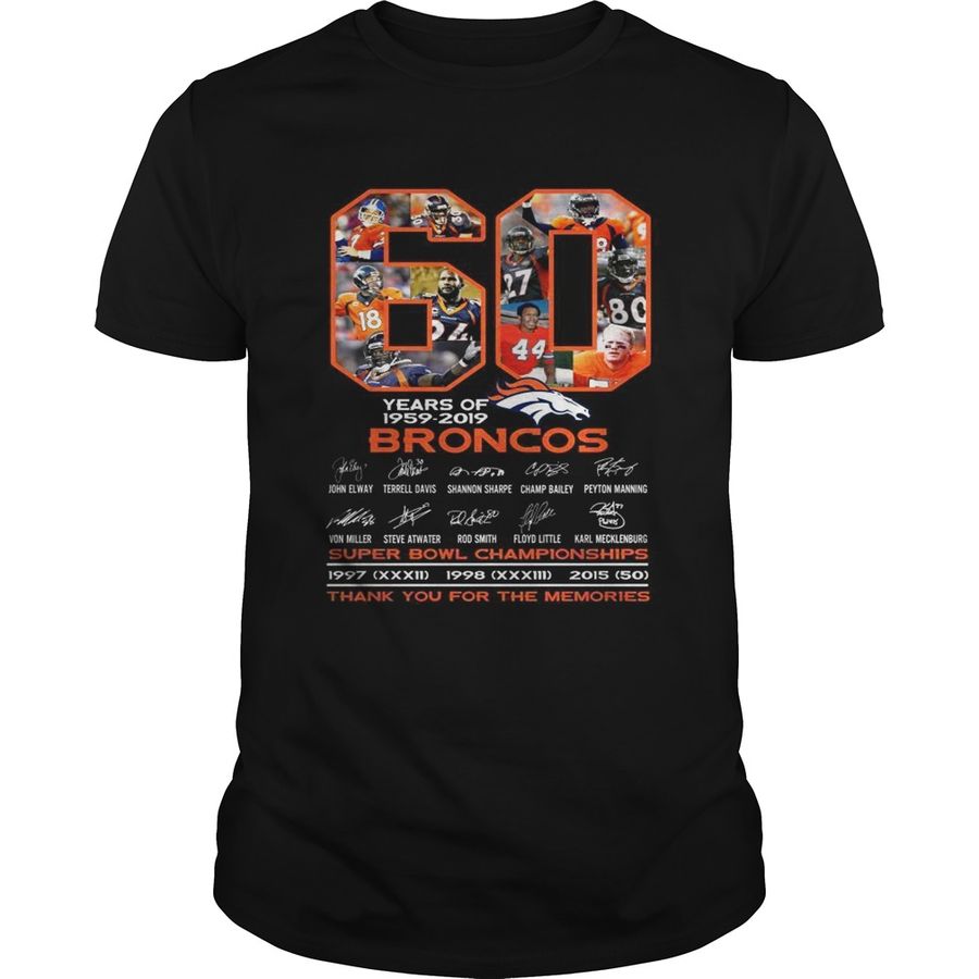 60 Years Of 19592022 Broncos Super Bowl Championships Thank You For The Memories Shirt, Sport T Shirt Usa