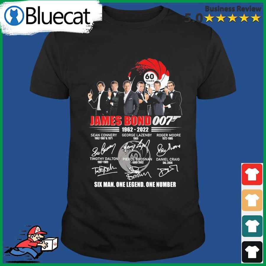 60 Years Of James Bond 007 1962-2022 Six Man One Legend One Number Signatures Shirt