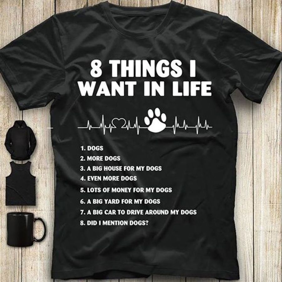 8 Things I Want In Life T Shirt Black A9 Pkstr Plus Size