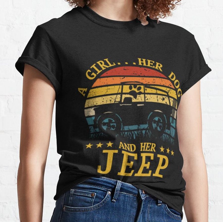 A Girl Her Dog Her and Her Jeep Classic T-Shirt