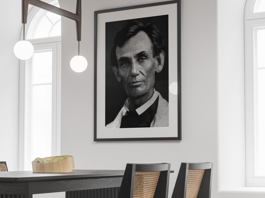 Abraham Lincoln Portrait Poster, Vintage Black and White Print, Portrait From Photo, Political Poster, History Wall Art, Classroom Decor