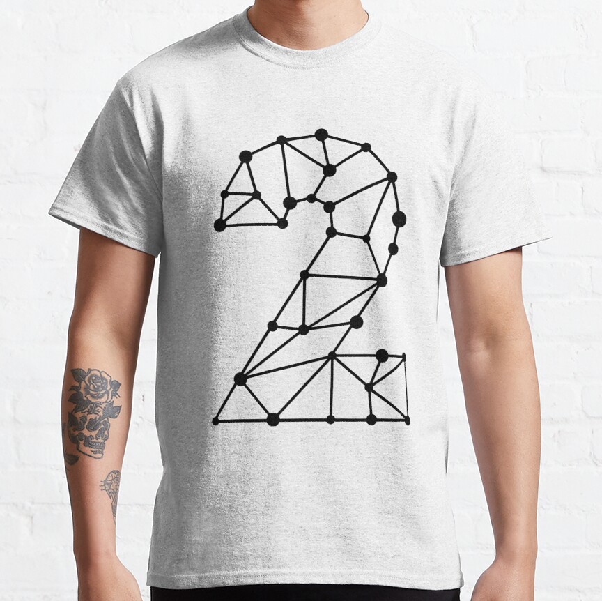 Abstract Simple design, My Favourite number 2, Digital, Love math Classic T-Shirt