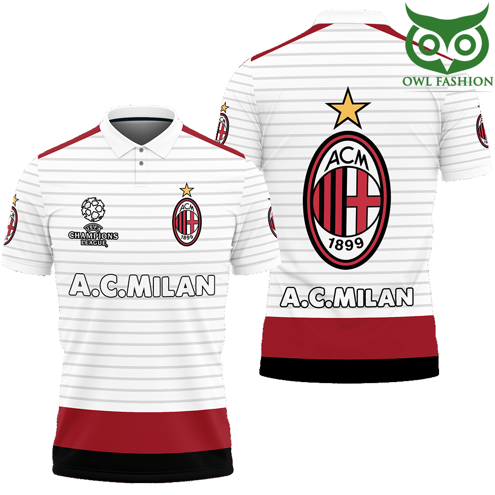 AC Milan white design color 3D Printed Polo Shirt