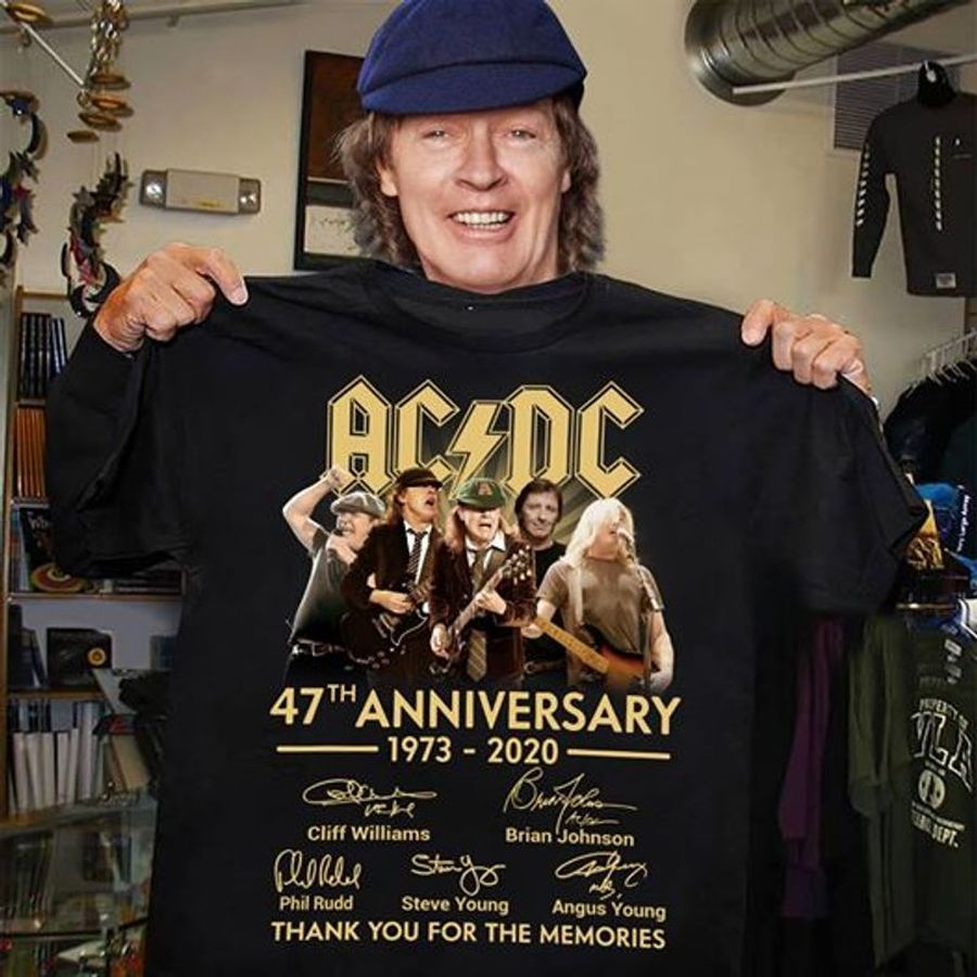 Acdc 47th Anniversary 1973 2020 Signatures Thank You For The Memories T Shirt Black 4mi2b Size S Up To 5XL