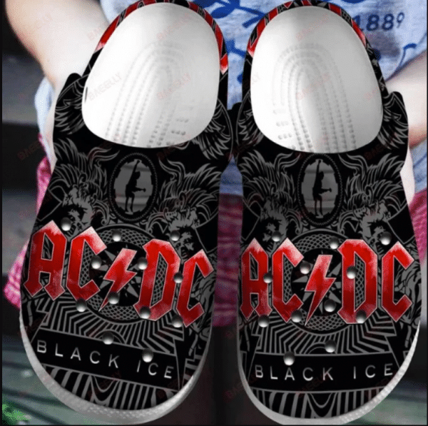 Acdc Band Black Ice 103 Gift For Lover Rubber Crocs Crocband Clogs, Comfy Footwear