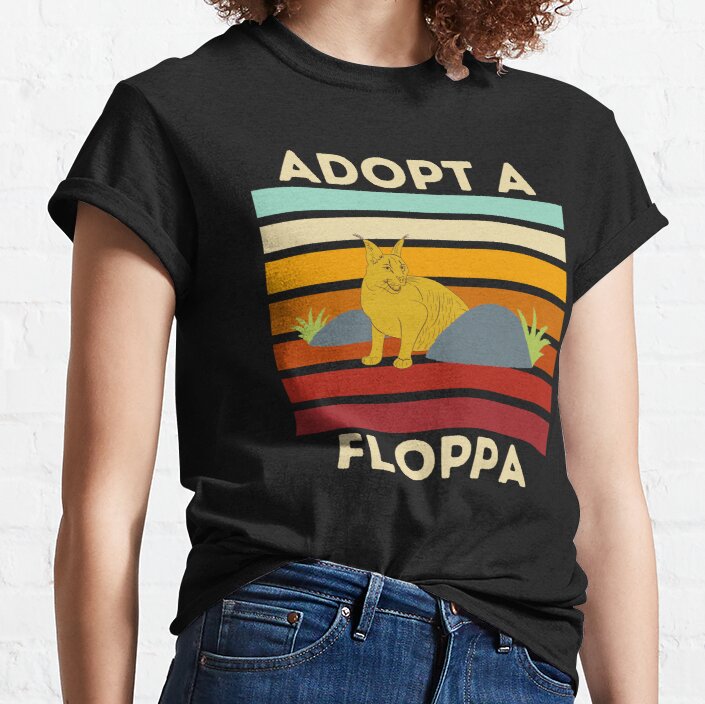 Adopt a Floppa Funny Caracal Lover Retro Vintage Cat Meme Classic T-Shirt