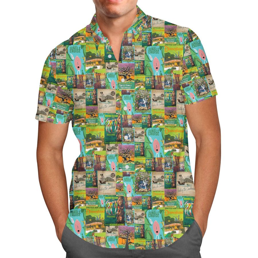 Adventureland Disney Inspired - Men's Button Down Short-Sleeved Shirt in XS - 5XL