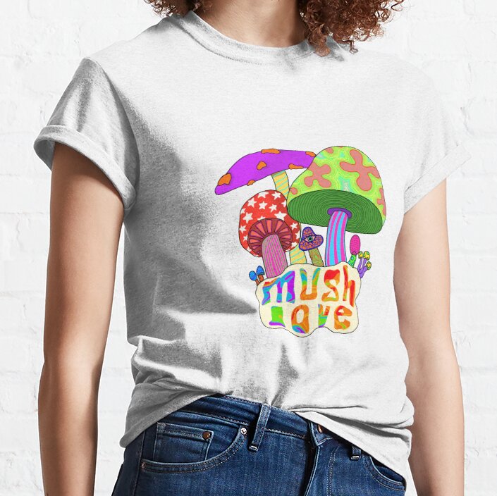 Aesthetic Trippy Mushroom Sticker Classic T-Shirt