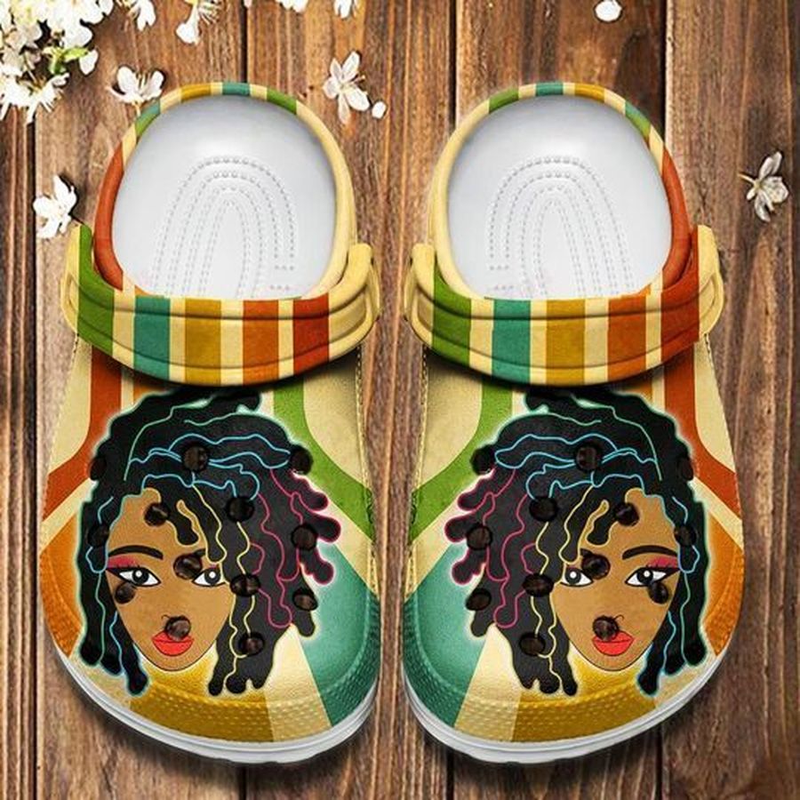 African American Black Girl Crocs Classic Clog Whitesole Shoes