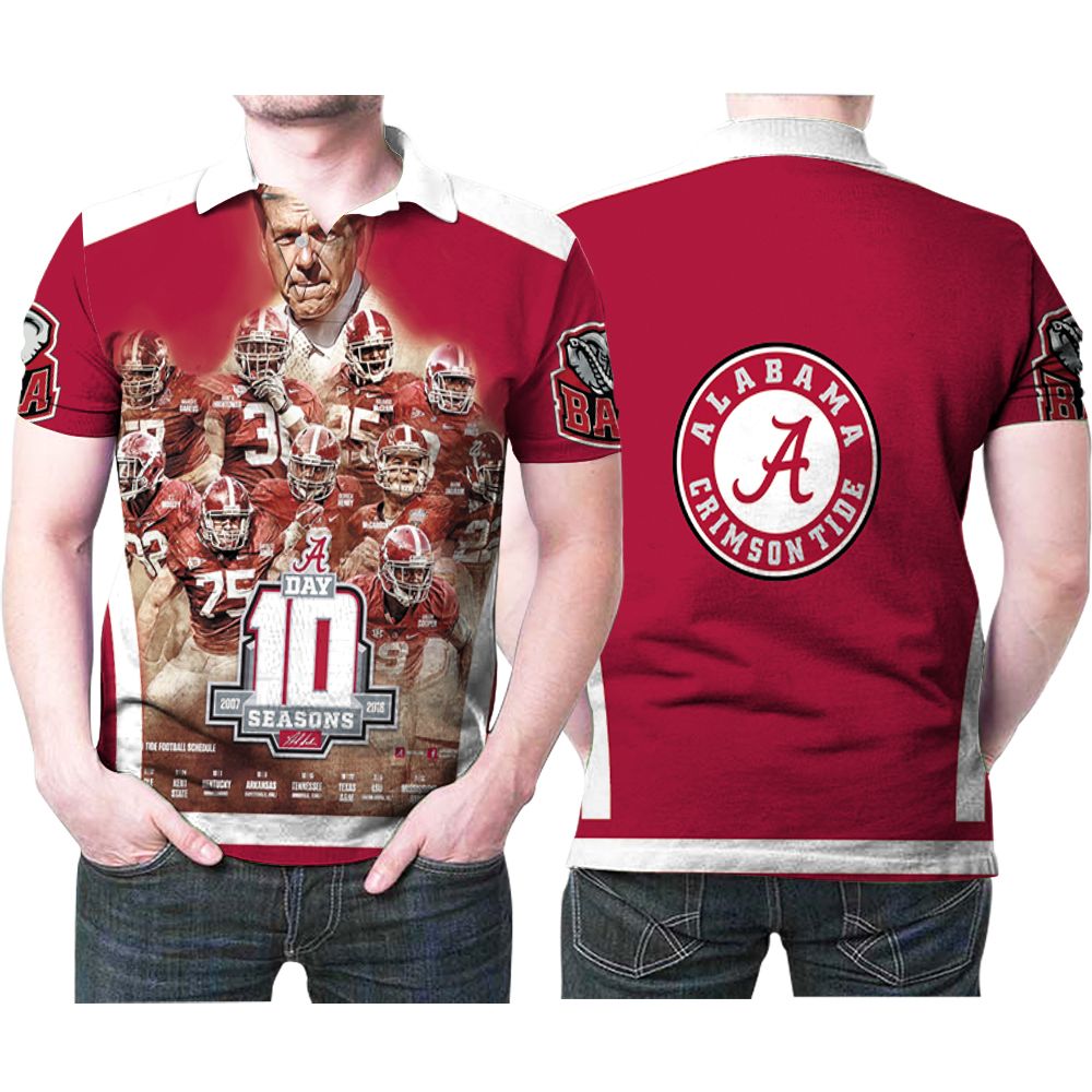 Alabama Crimson Tide Football University 10 Seasons All Legendary Players 3d Designed Allover Gift For Alabama Fans 2 Polo Shirt