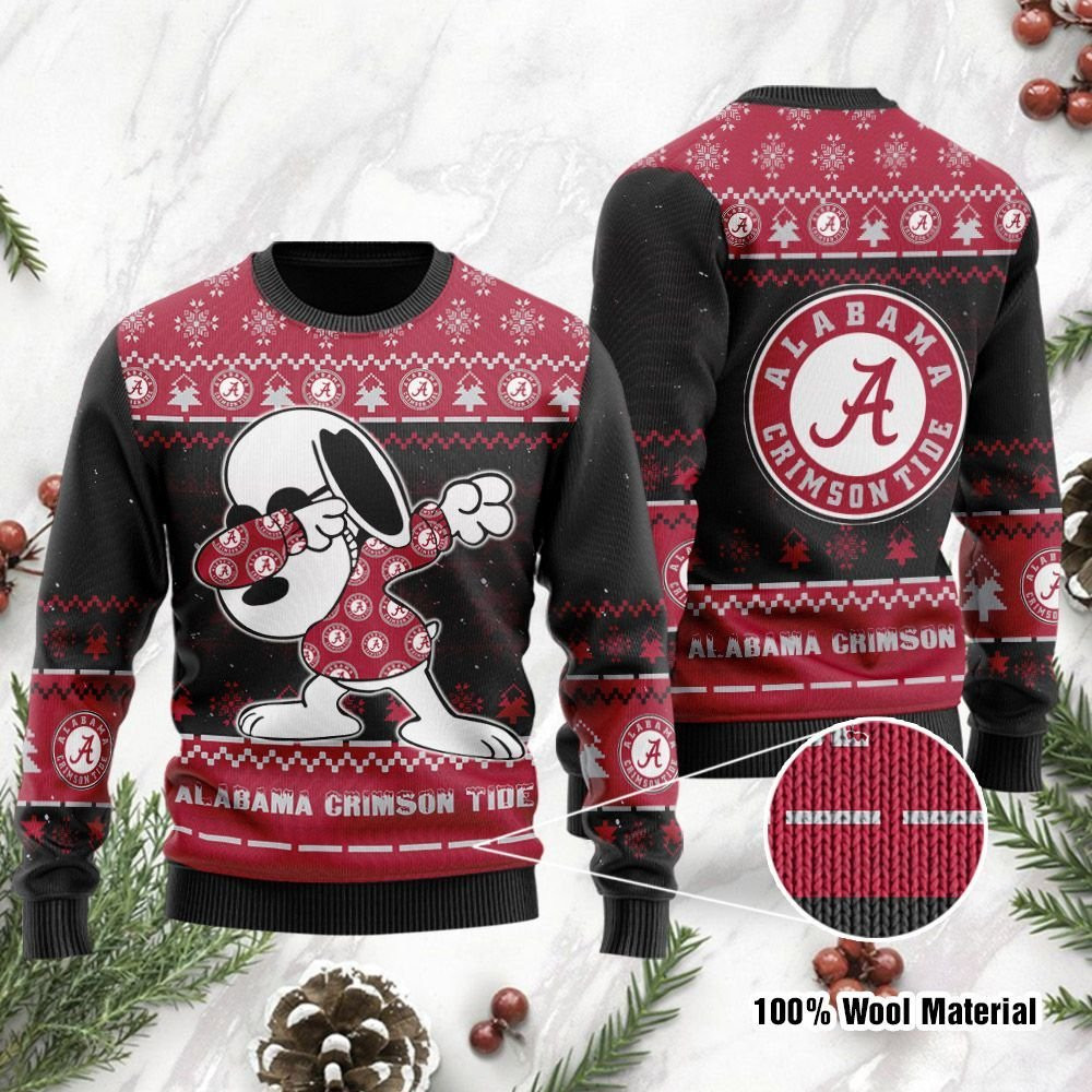 Alabama Crimson Tide Snoopy Dabbing Holiday Party Ugly Christmas Sweater