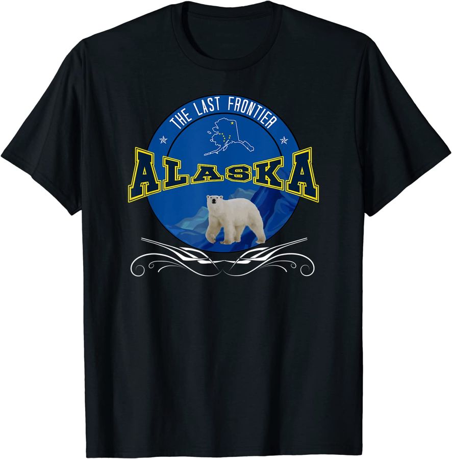 Alaska Frontier With Map And Polar Bear In Vintage Style_2