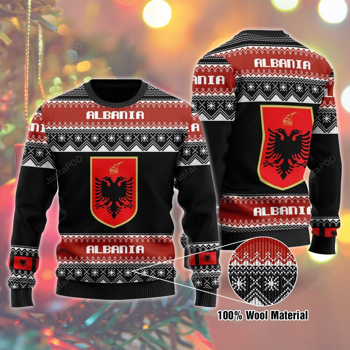 Albania Ugly Christmas Sweater All Over Print Sweatshirt Ugly Sweater