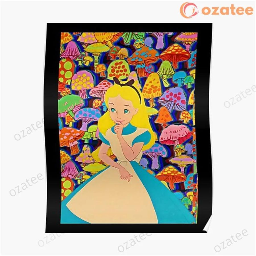 Alice In Wonderland Trippy Poisonous Poster, Mushroom Psychedelic Womens Poster