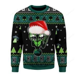 Alien Greeting Christmas Ugly Christmas Sweater All Over Print Sweatshirt