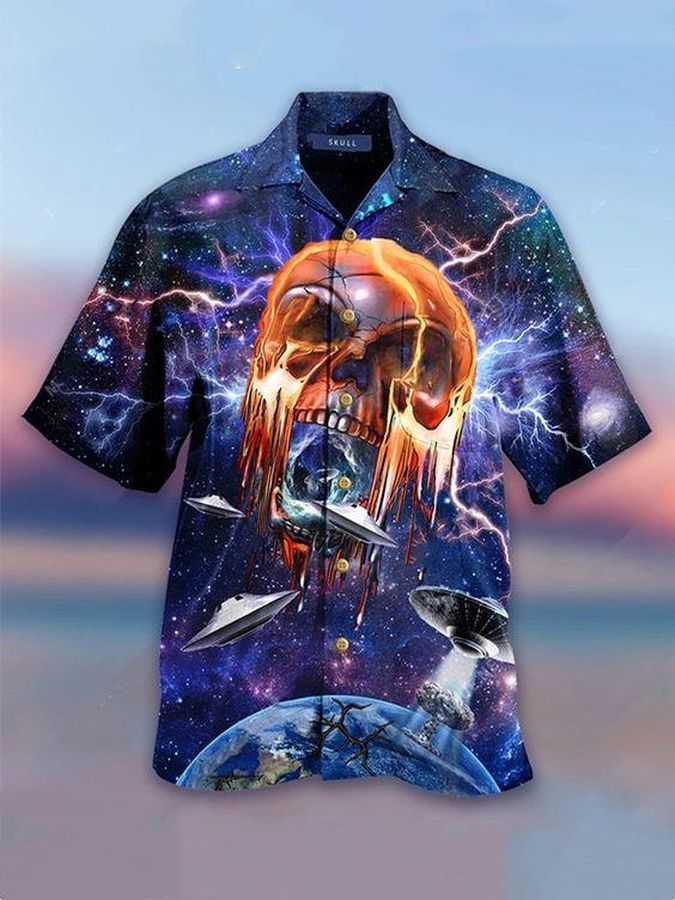Alien Skull Hawaiian Shirt Pre13793, Hawaiian shirt, beach shorts, One-Piece Swimsuit, Polo shirt, funny shirts, gift shirts, Graphic Tee