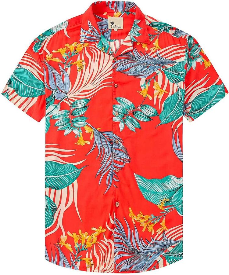 Aloha Beach Hawaiian Shirt Floral Summer Casual Button Down
