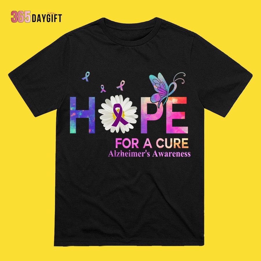 Alzheimer's Shirts Hope For A Cure Butterfly Flower