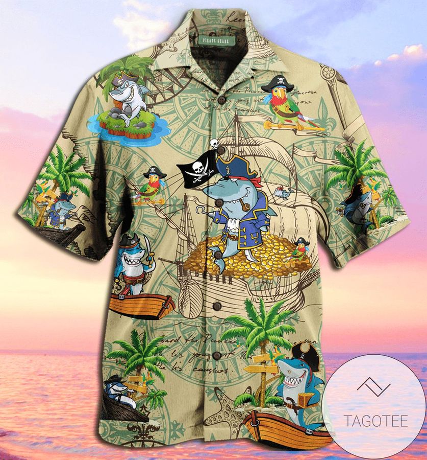 Amazing Pirate Shark Unisex Hawaiian Aloha Shirts Hl
